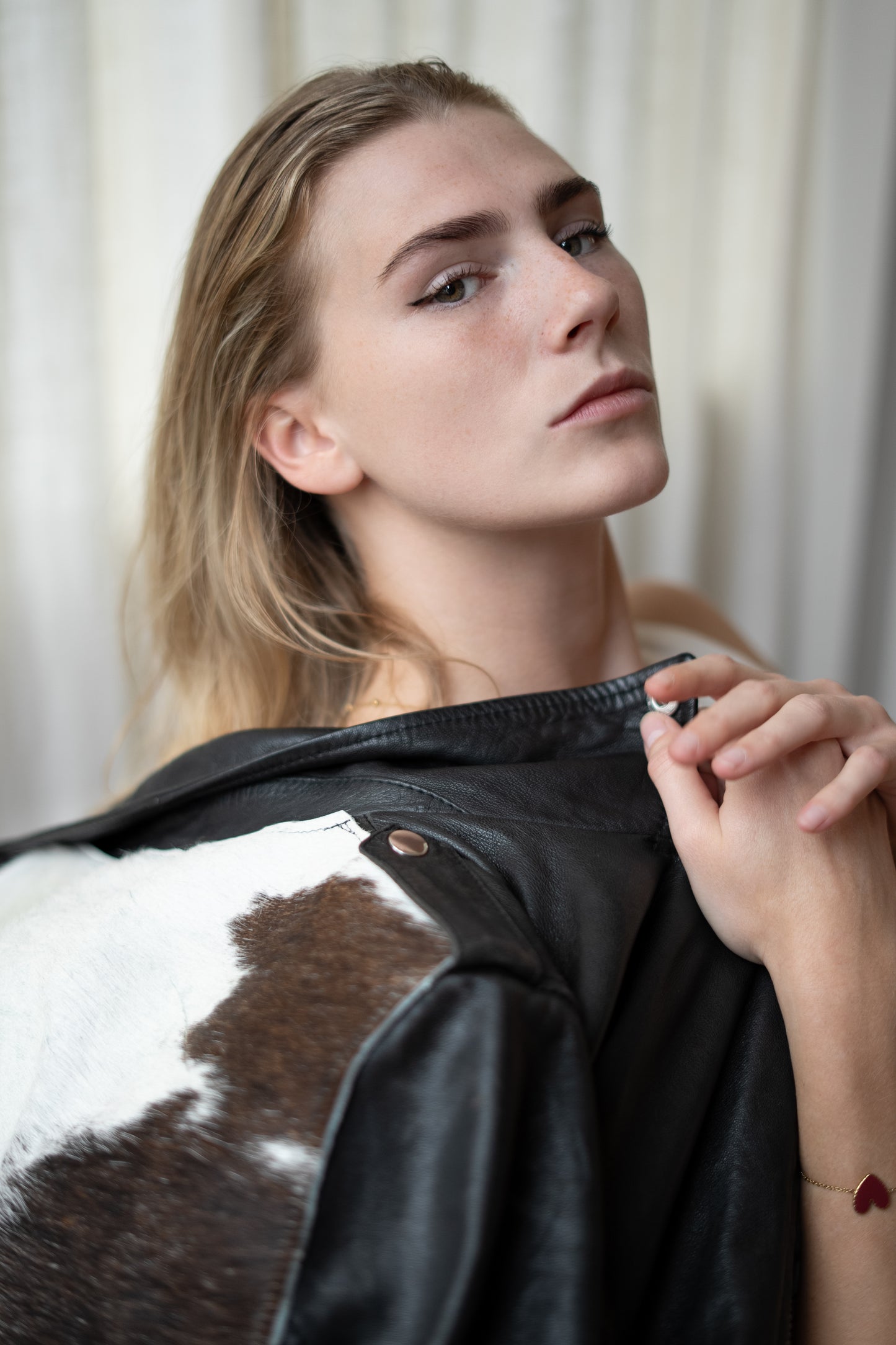 UPCYCLED leather jacket with cow leather