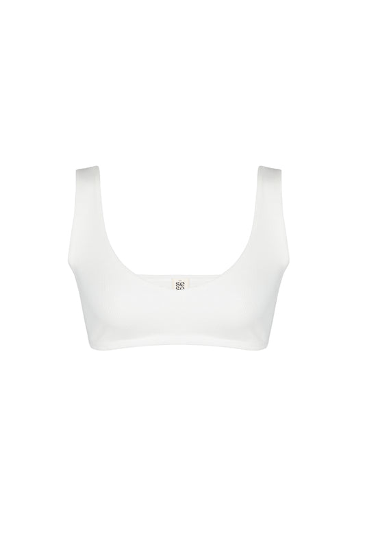 White ribbed Gina top, front view