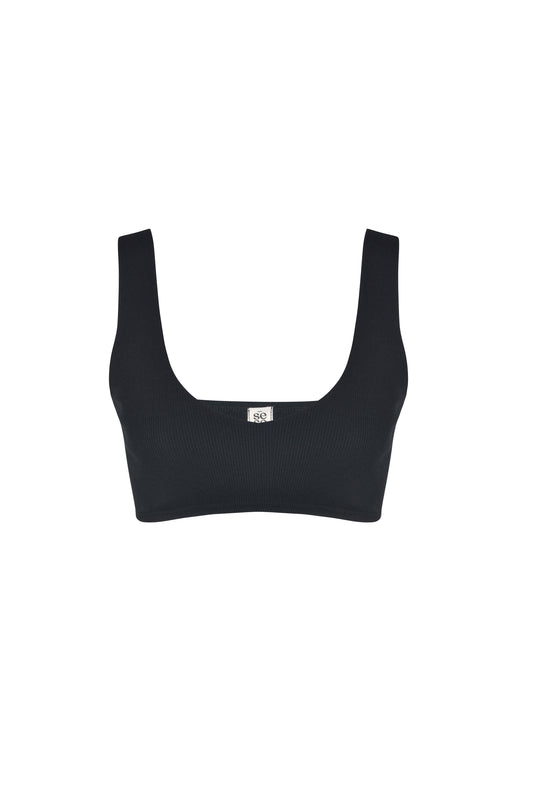Black ribbed Gina top, front view