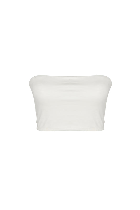 ZINA bandeau top for women, cotton strapless summer crop top, minimalist tube top handmade in Bali, eco-friendly cotton bandeau blouse for casual and streetwear fashion.