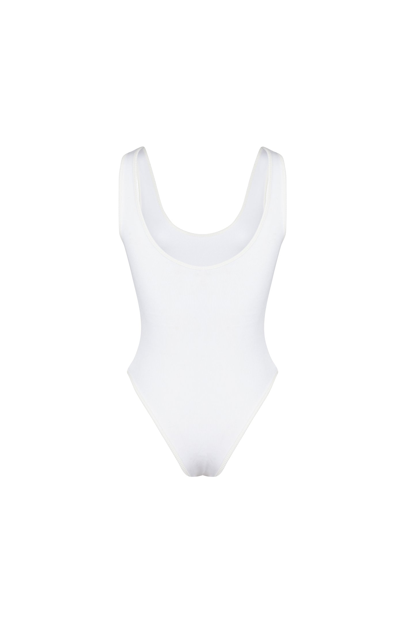 Close-up of the white cotton ribbed SESE body