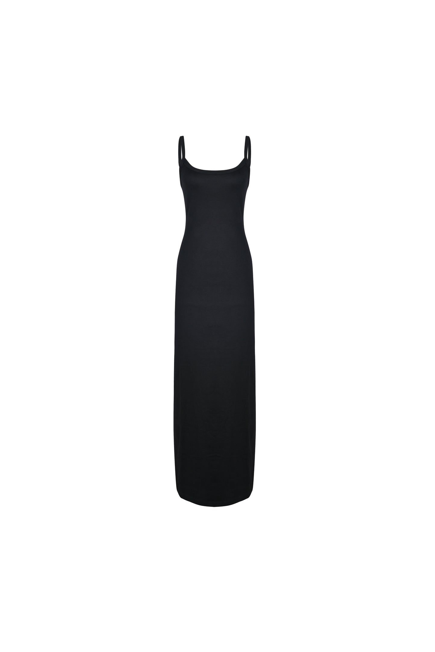 Close-up of the black SESE maxi dress.