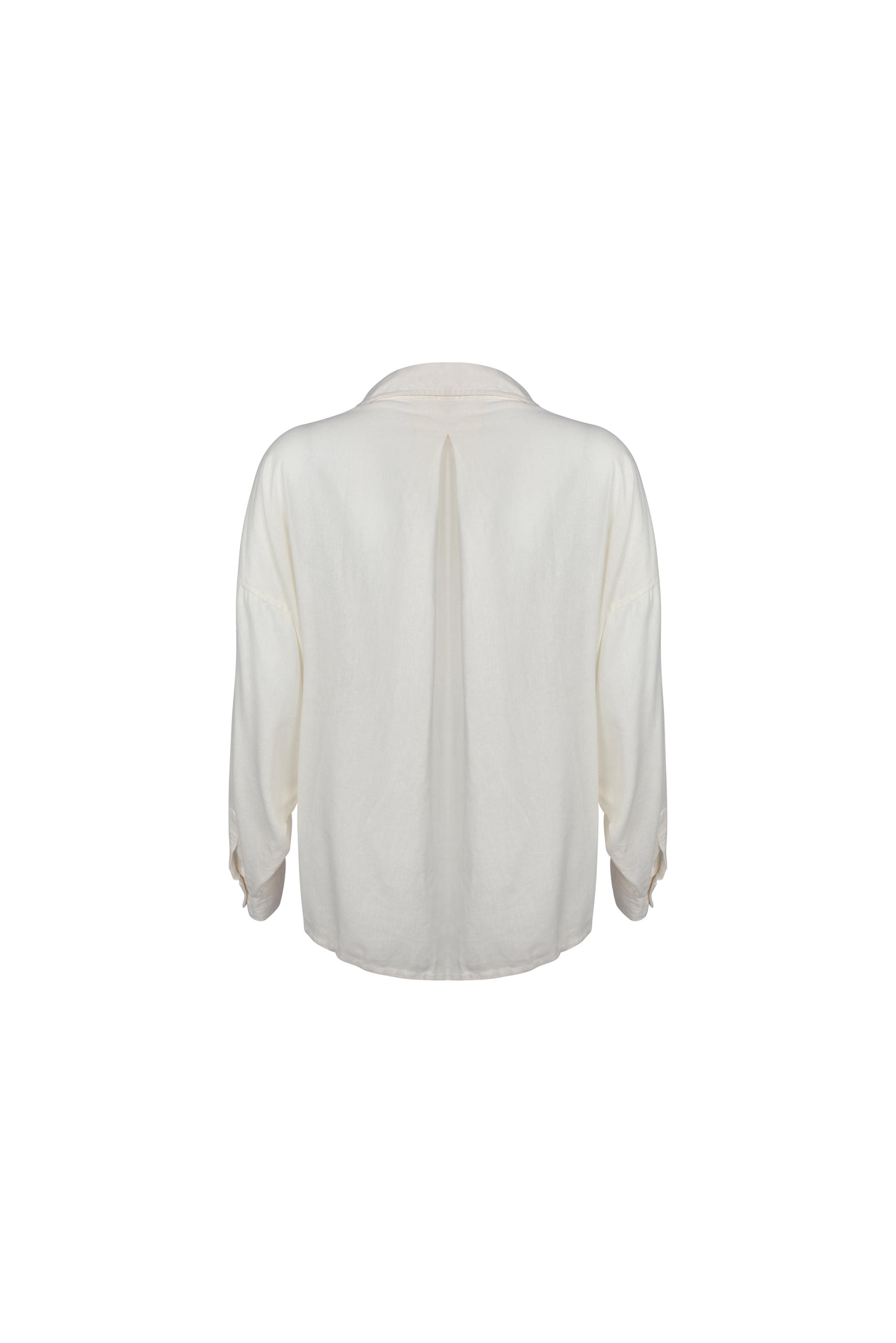 Witte oversized linnen blouse close-up