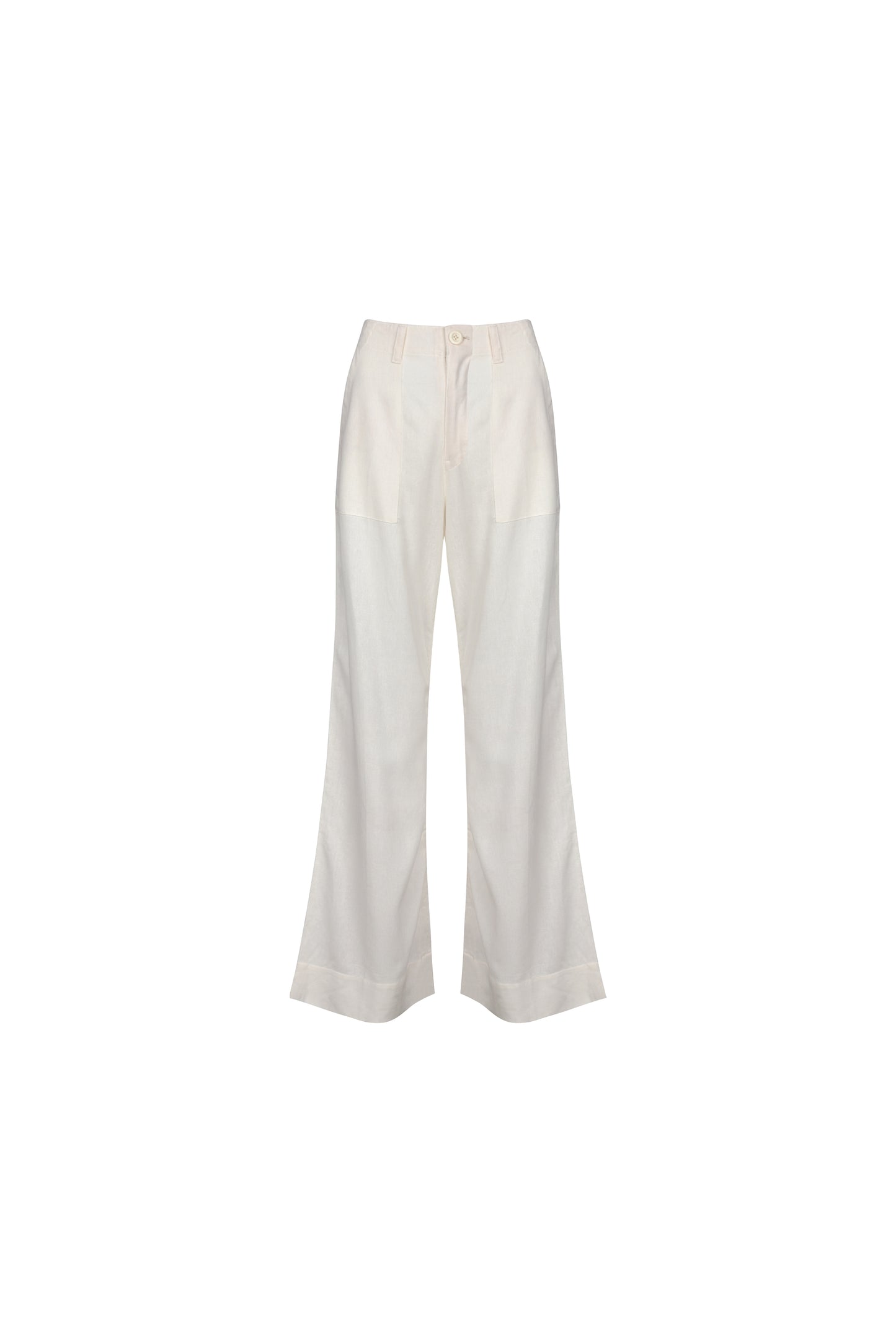 high waist white flare pants front view