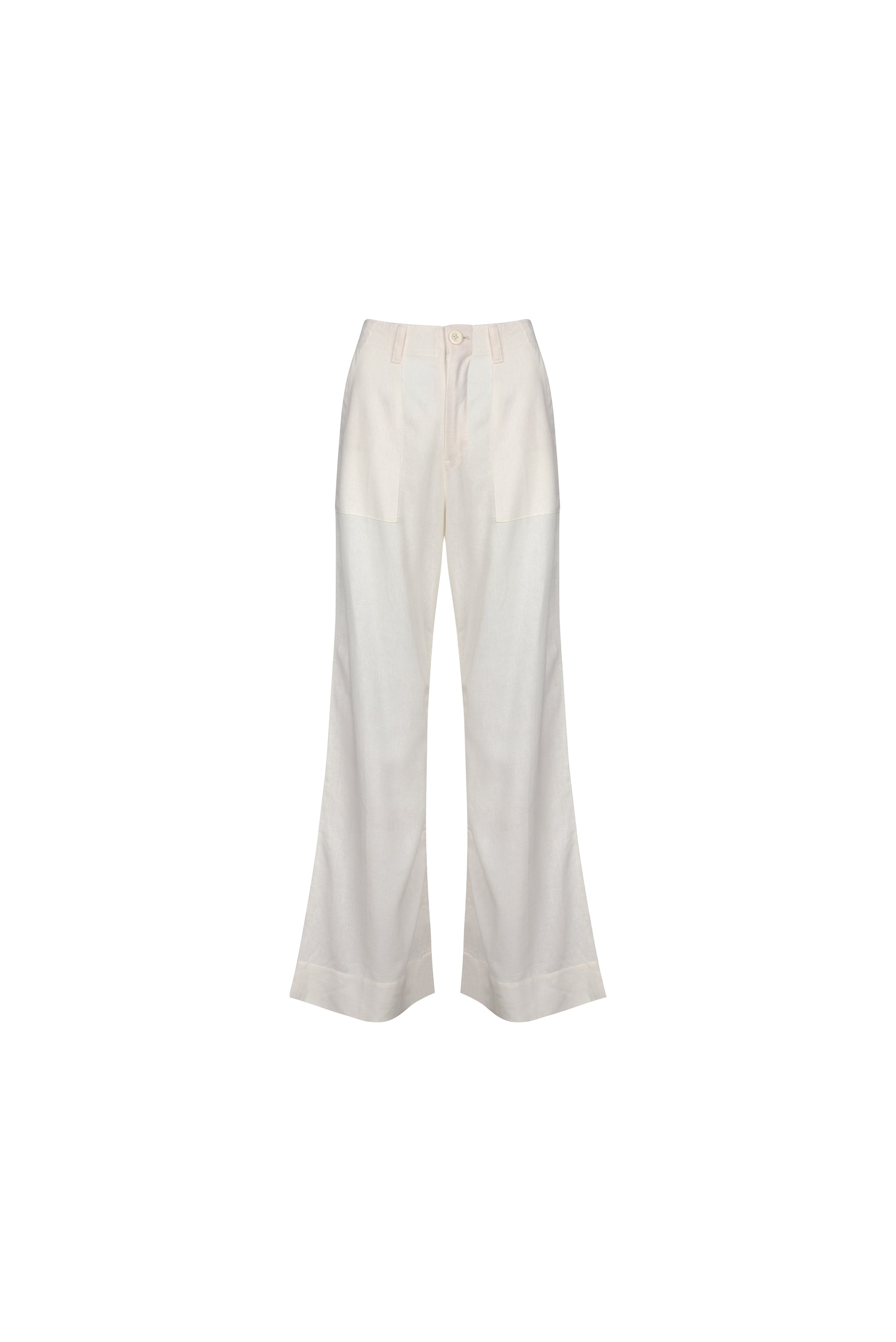 high waist white flare pants front view