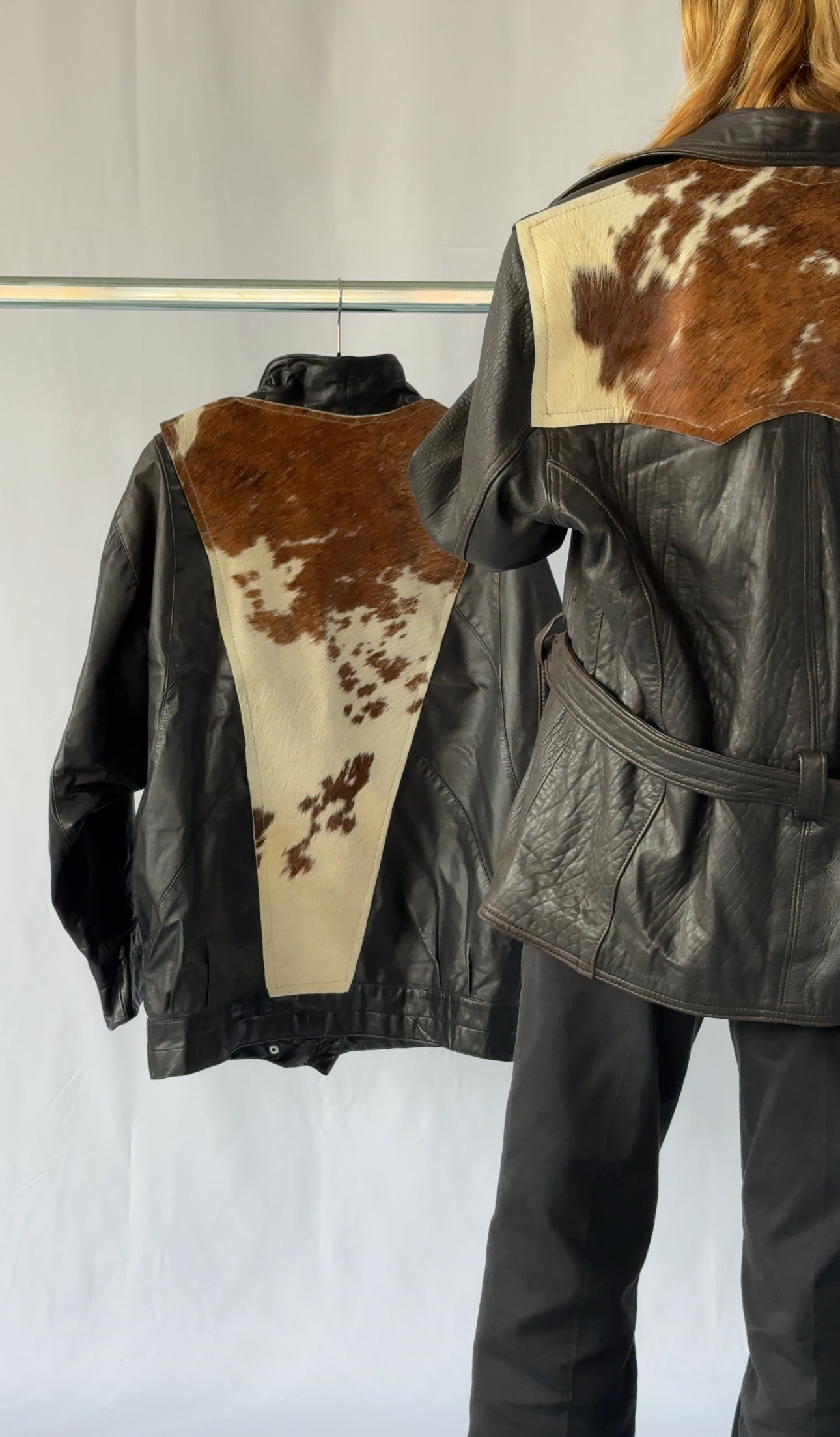 UPCYCLED leather jacket with cow leather dark brown
