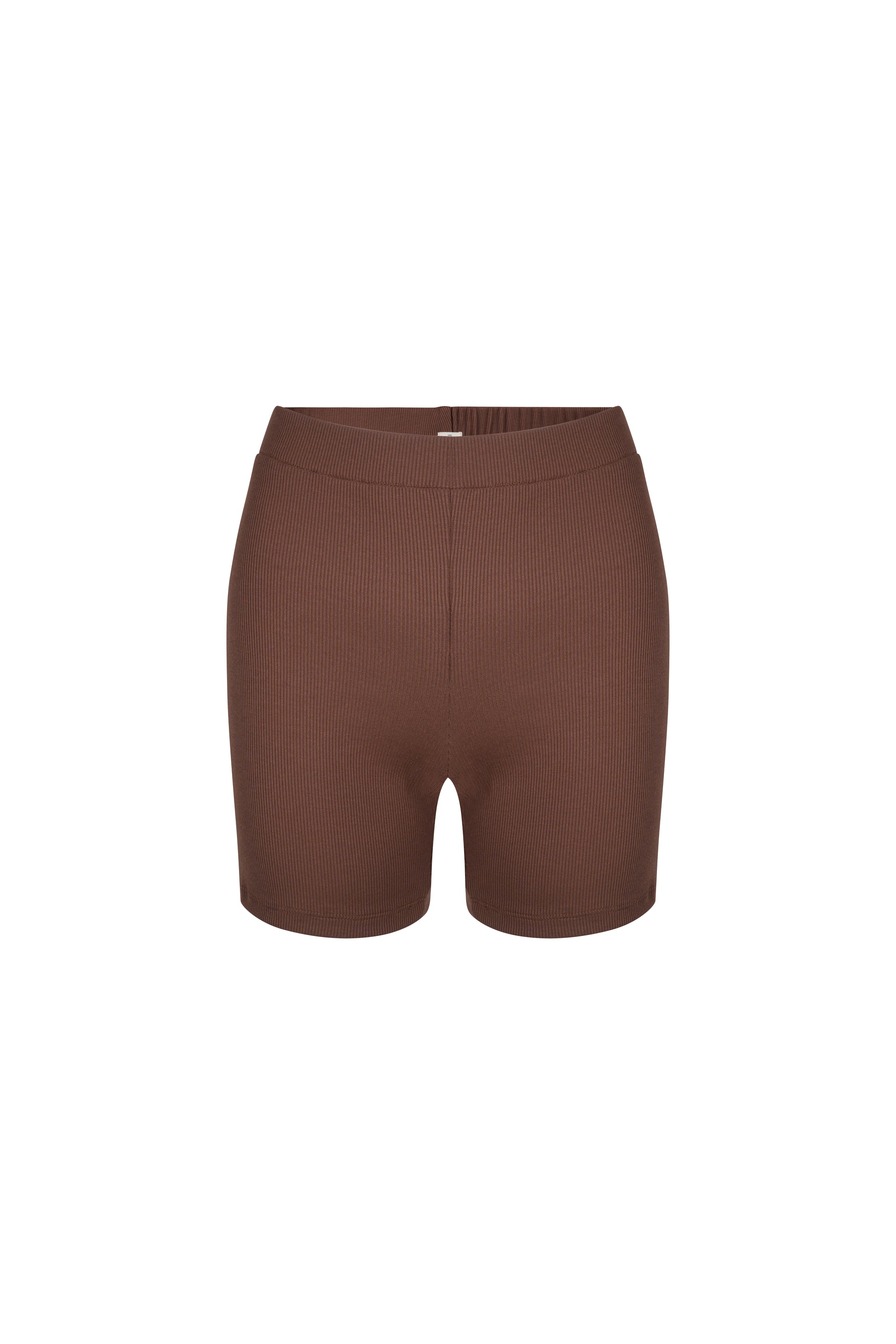 Brown ribbed cotton lounge shorts