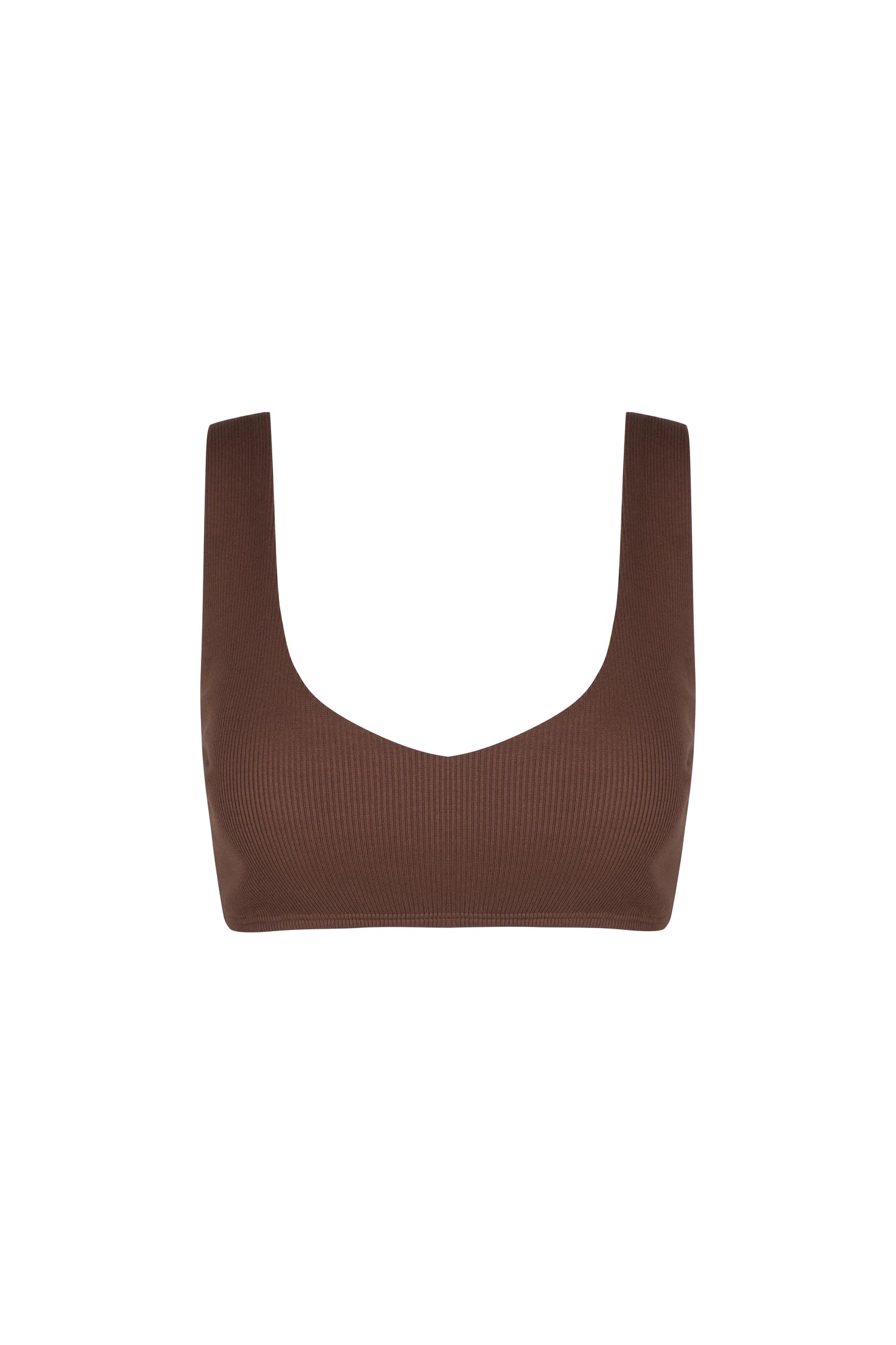 Brown ribbed Gina top, front view