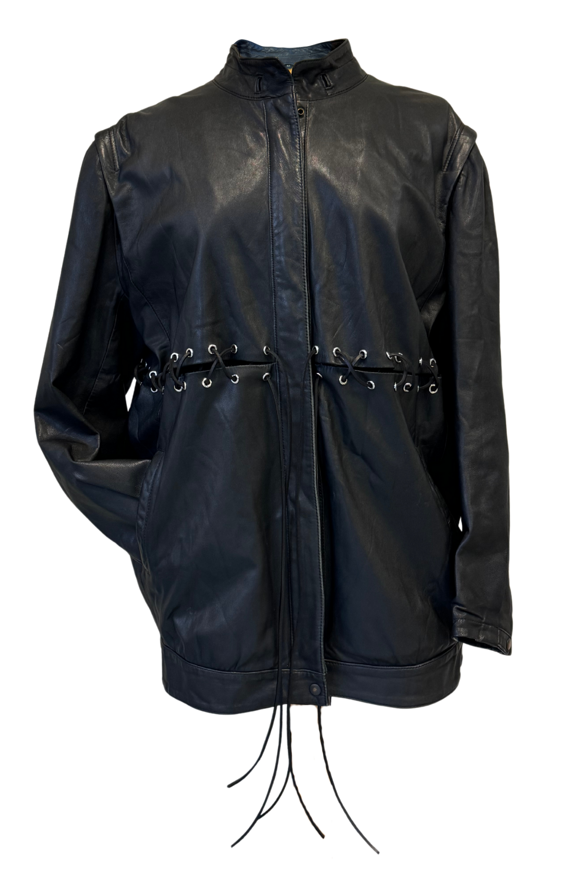 UPCYCLED leather jacket lace rings black