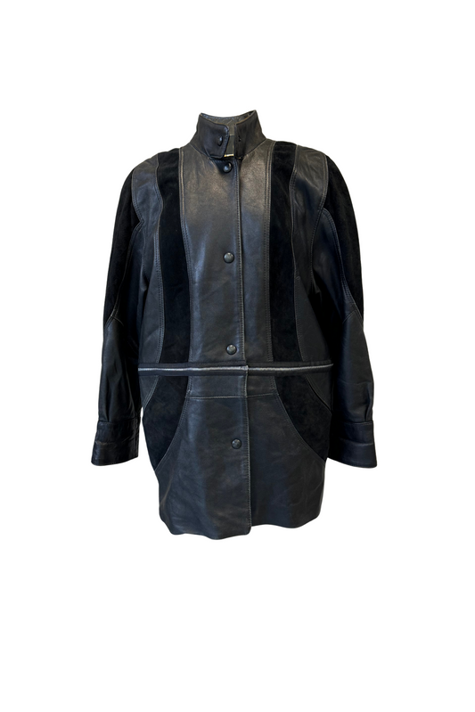 UPCYCLED leather jacket zipper black