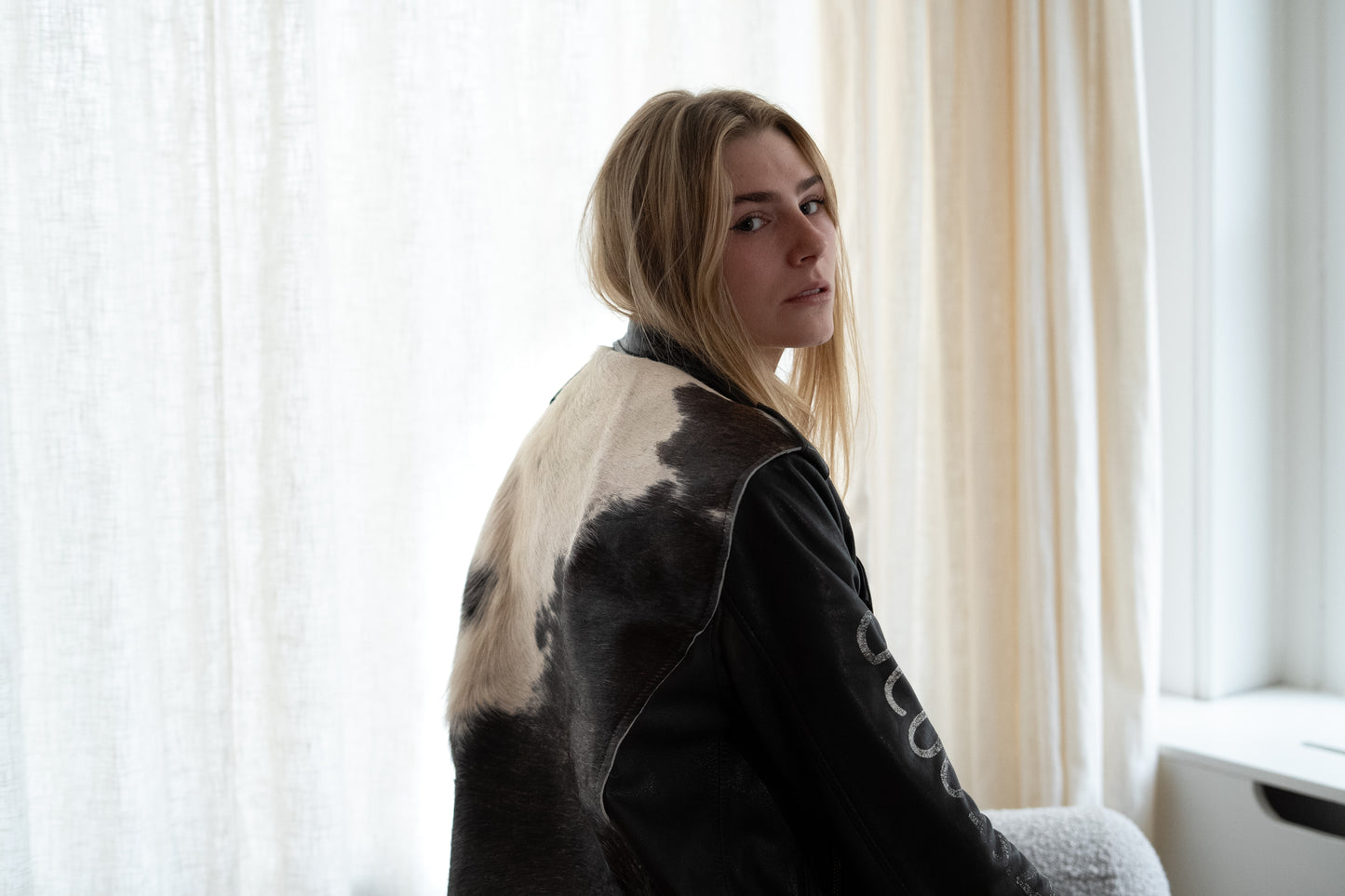 UPCYCLED leather jacket with cow leather