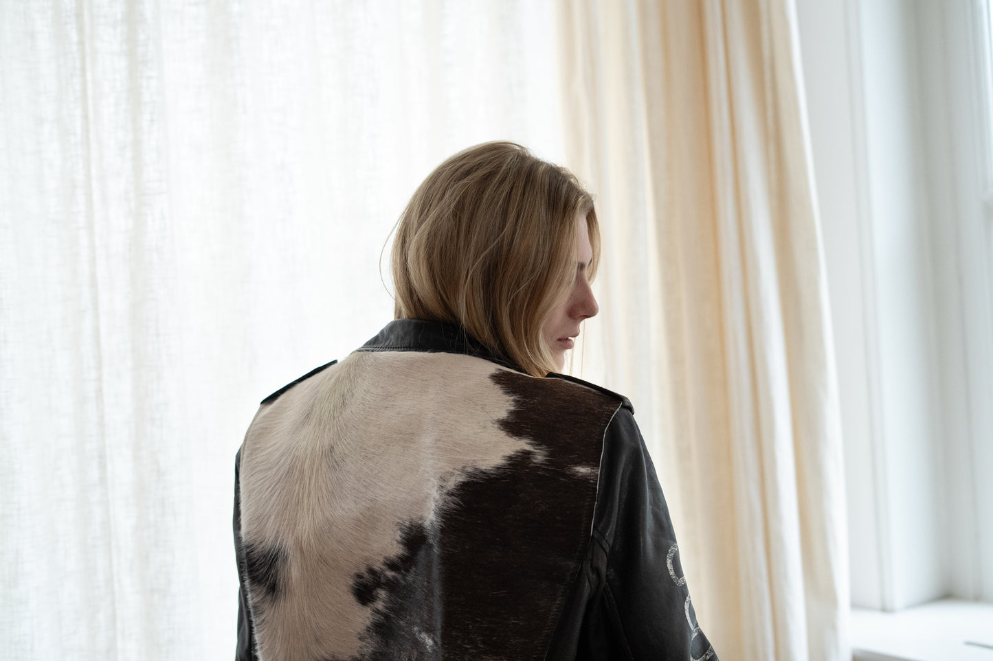 UPCYCLED leather jacket with cow leather