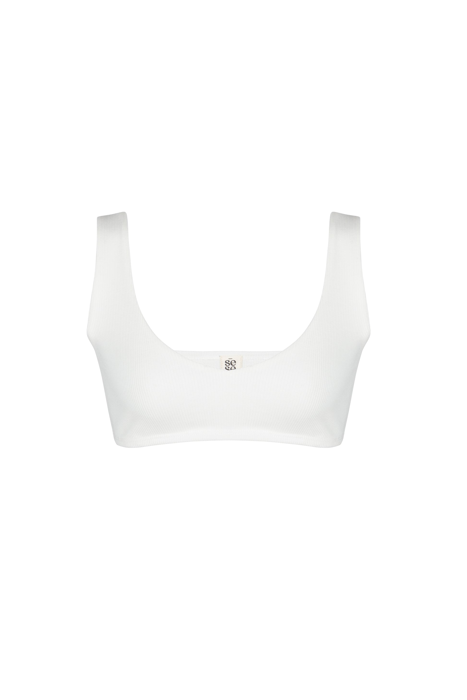 White ribbed Gina top, front view