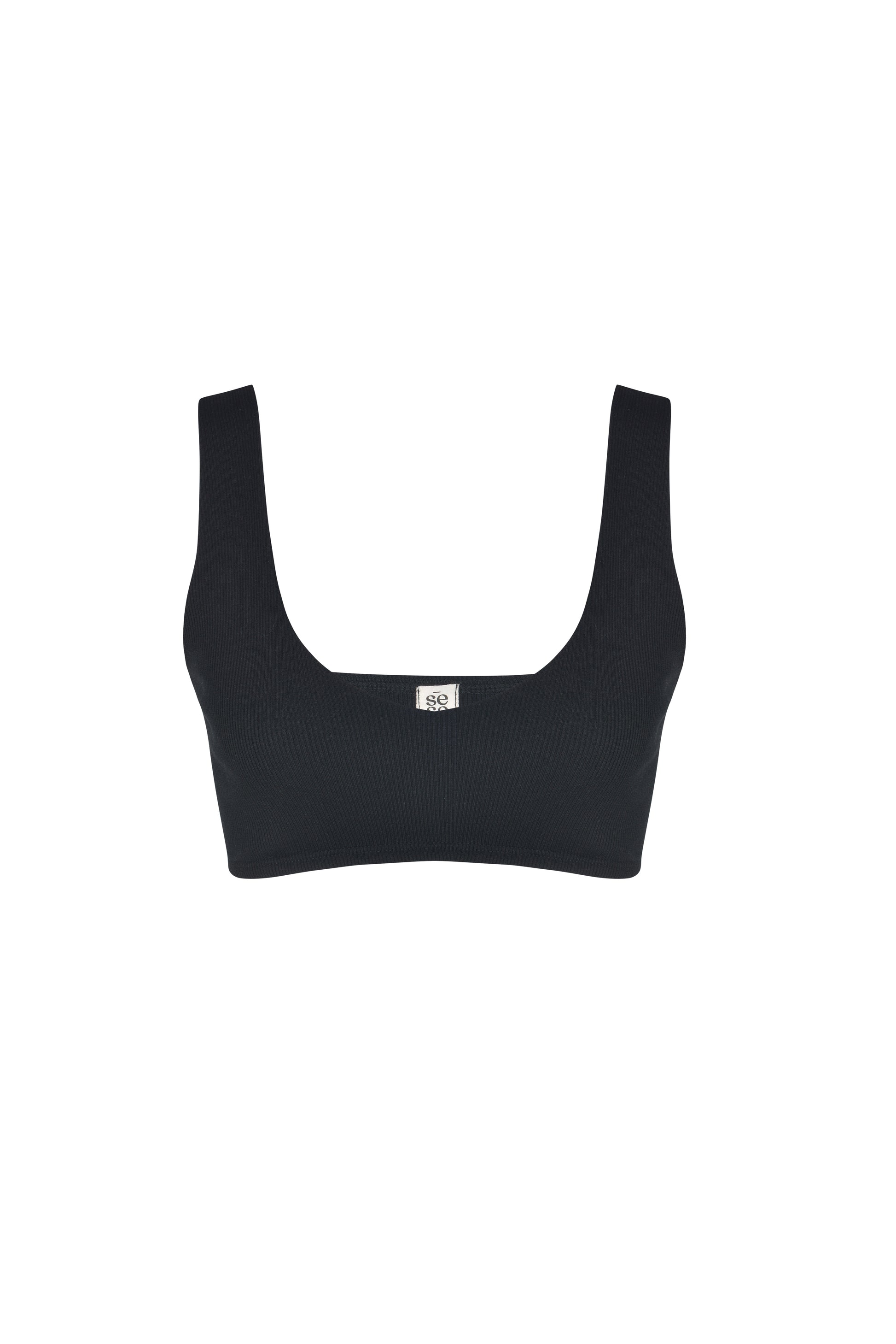 Black ribbed Gina top, front view