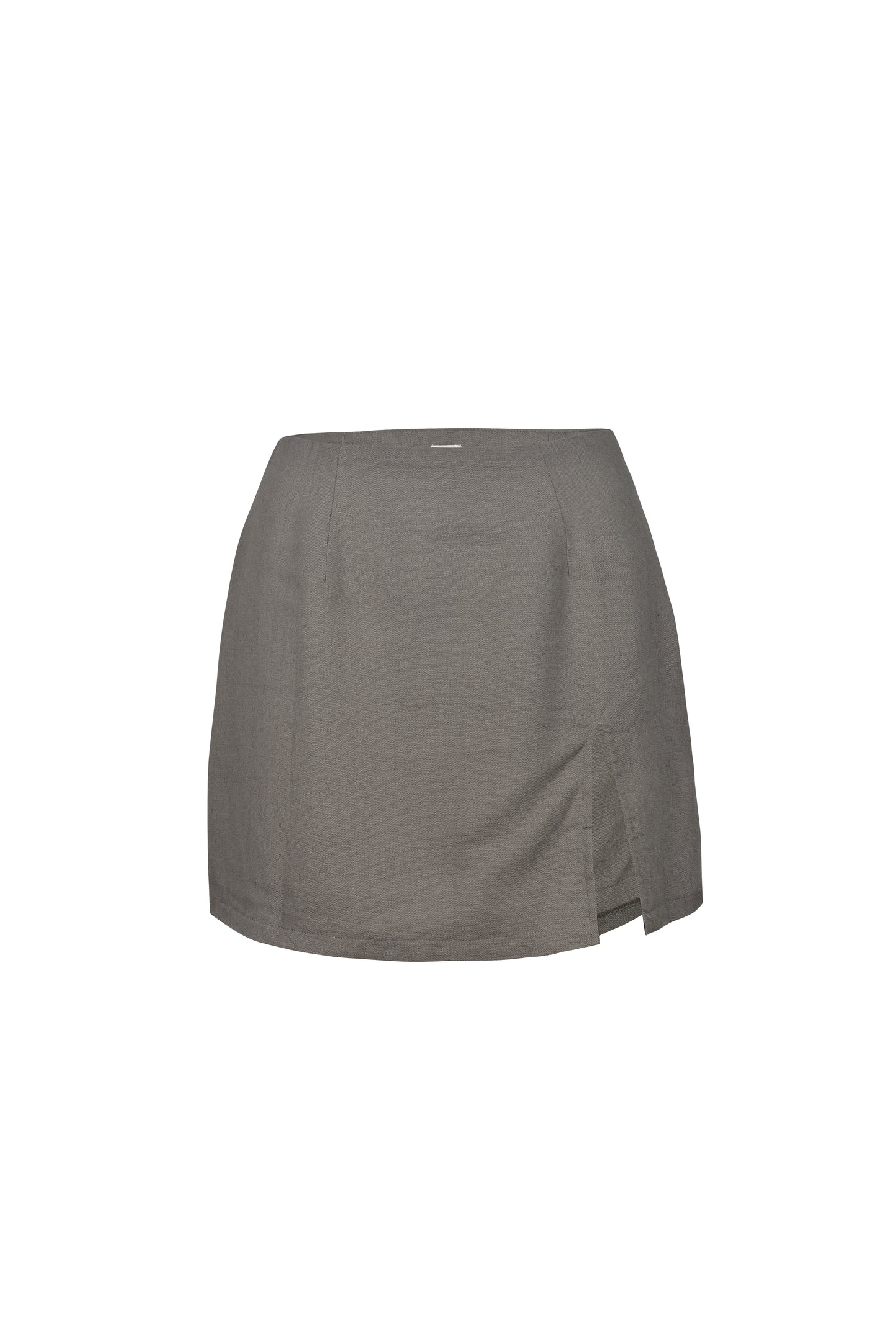grey linen skort women front view