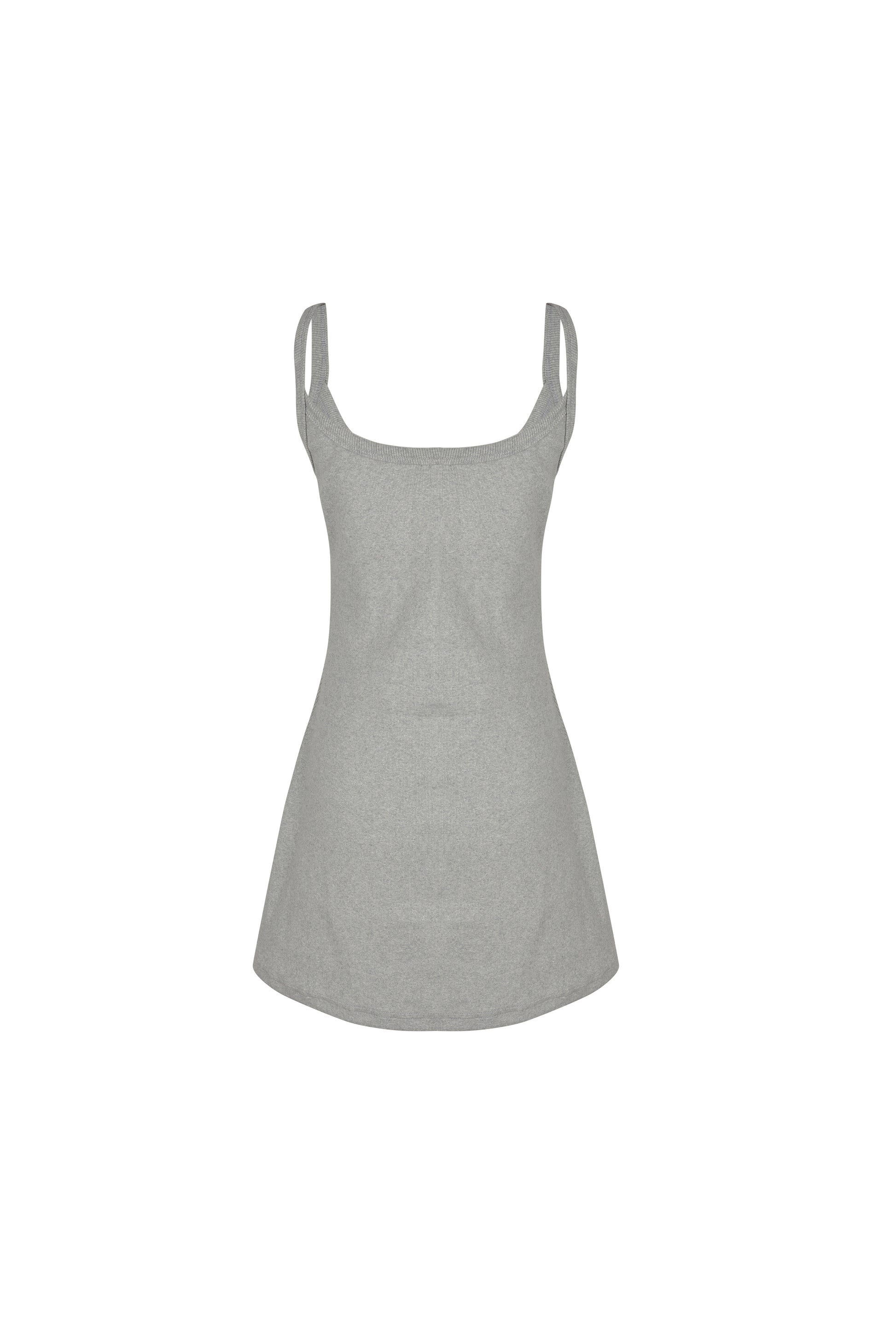 Grey SESE mini dress, back view, showcasing the style.