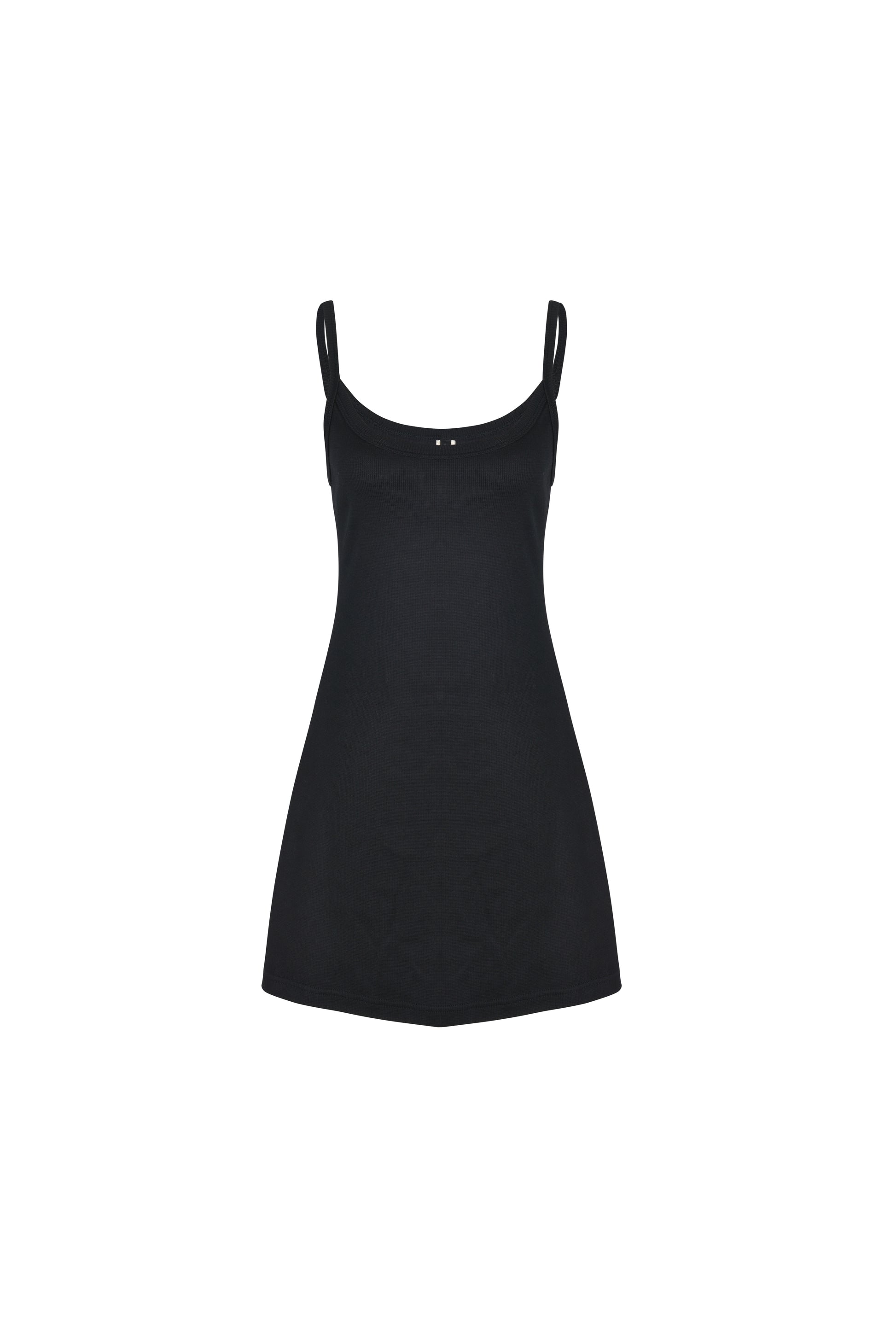 Another front view of the black SESE mini dress.