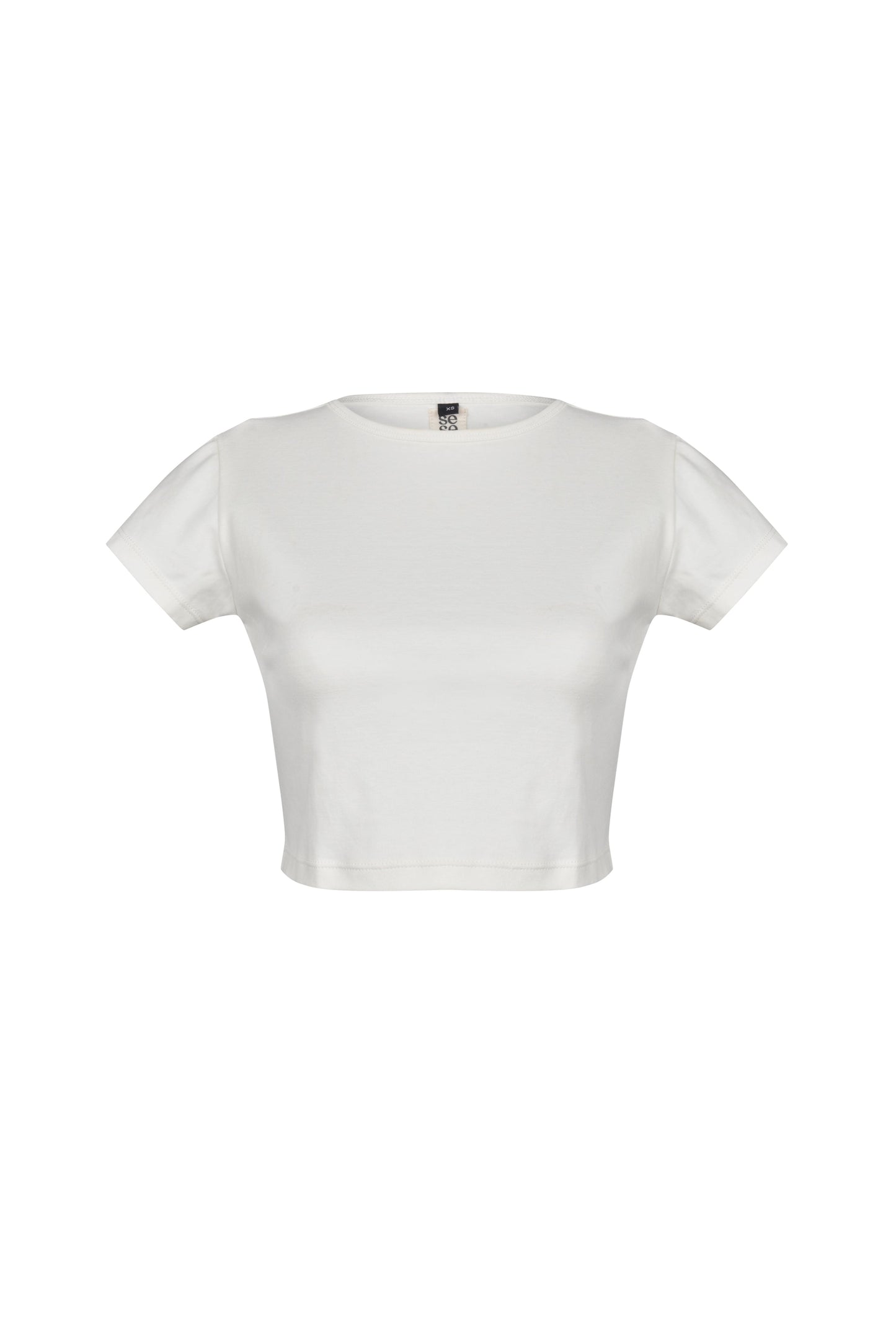 Cropped t-shirt for women in 100% cotton, tight fit, stylish and comfortable, perfect for casual wear and layering, available in various sizes, made in Bali, trendy women's fashion.