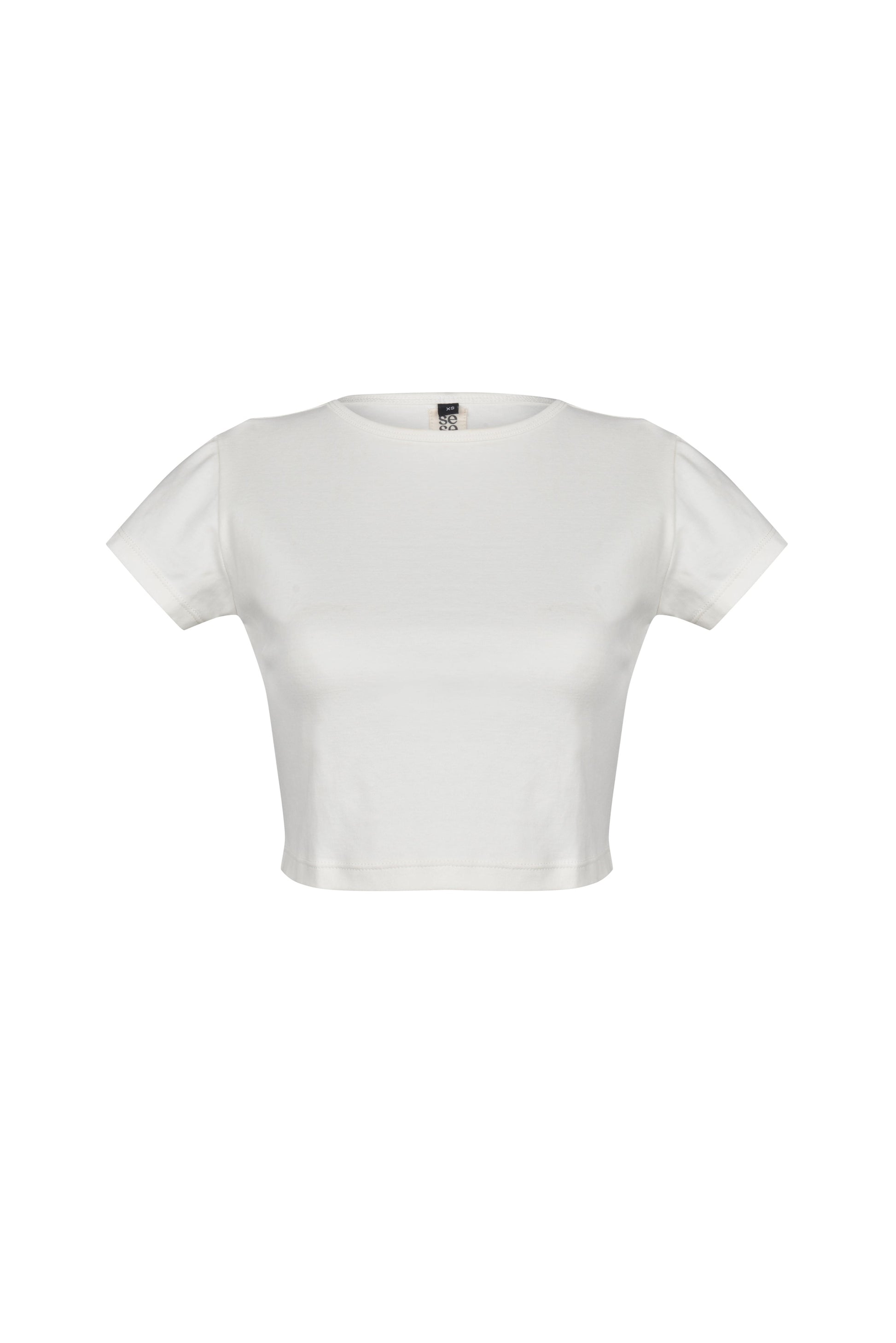 Cropped t-shirt for women in 100% cotton, tight fit, stylish and comfortable, perfect for casual wear and layering, available in various sizes, made in Bali, trendy women's fashion.