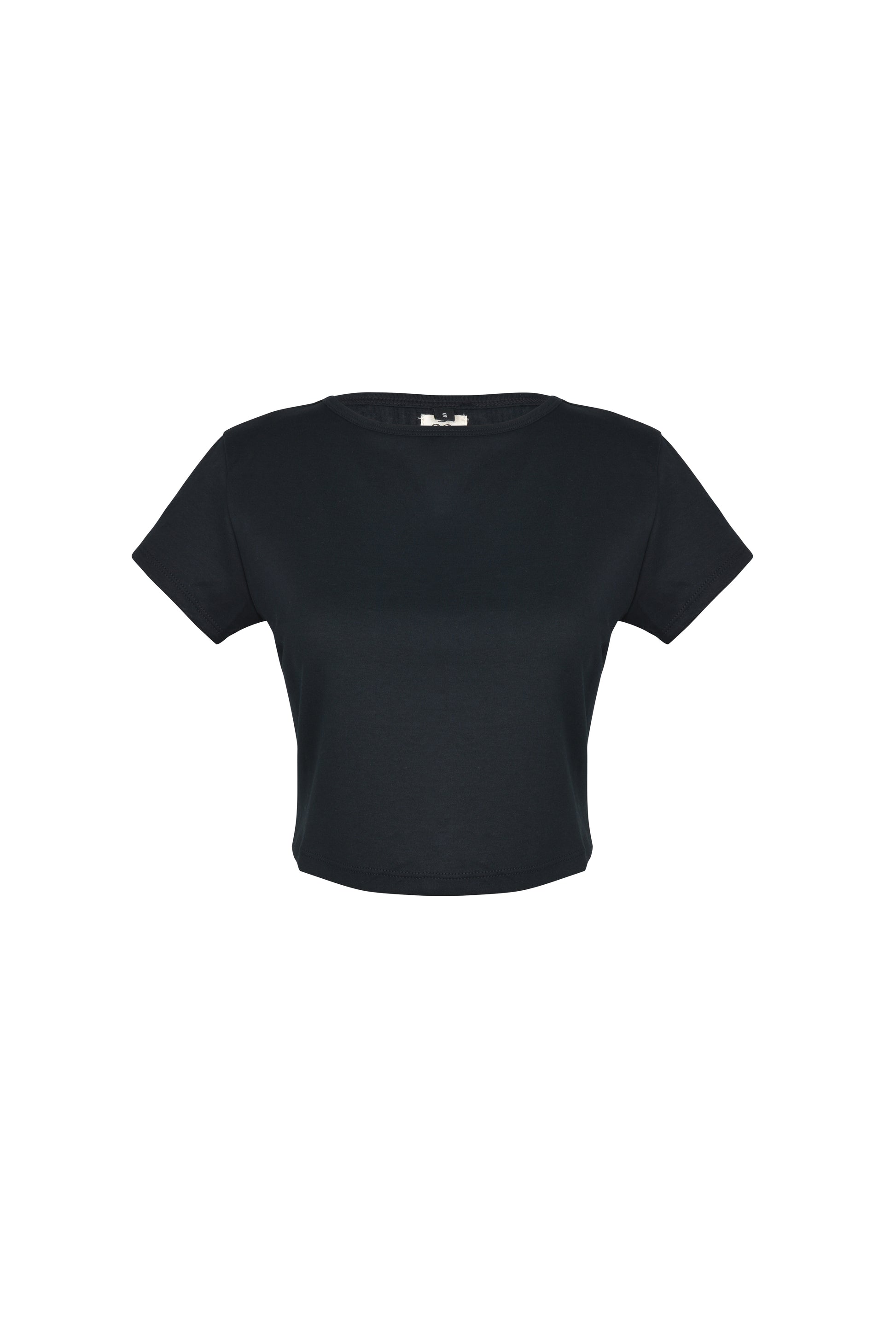 Cropped t-shirt for women in 100% cotton, tight fit, stylish and comfortable, perfect for casual wear and layering, available in various sizes, made in Bali, trendy women's fashion.