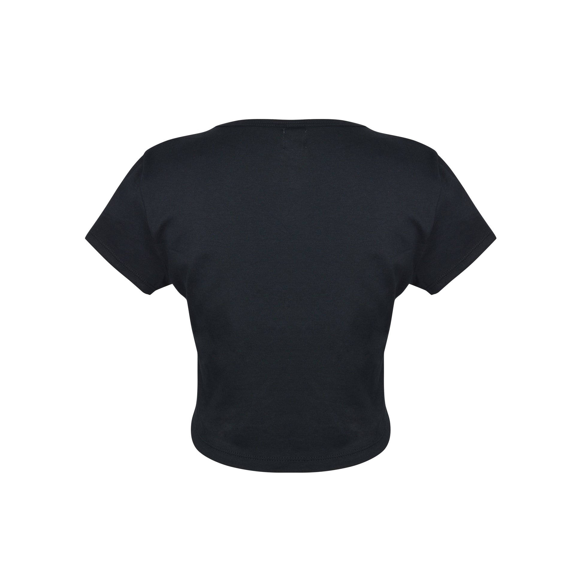 Cropped t-shirt for women in 100% cotton, tight fit, stylish and comfortable, perfect for casual wear and layering, available in various sizes, made in Bali, trendy women's fashion.
