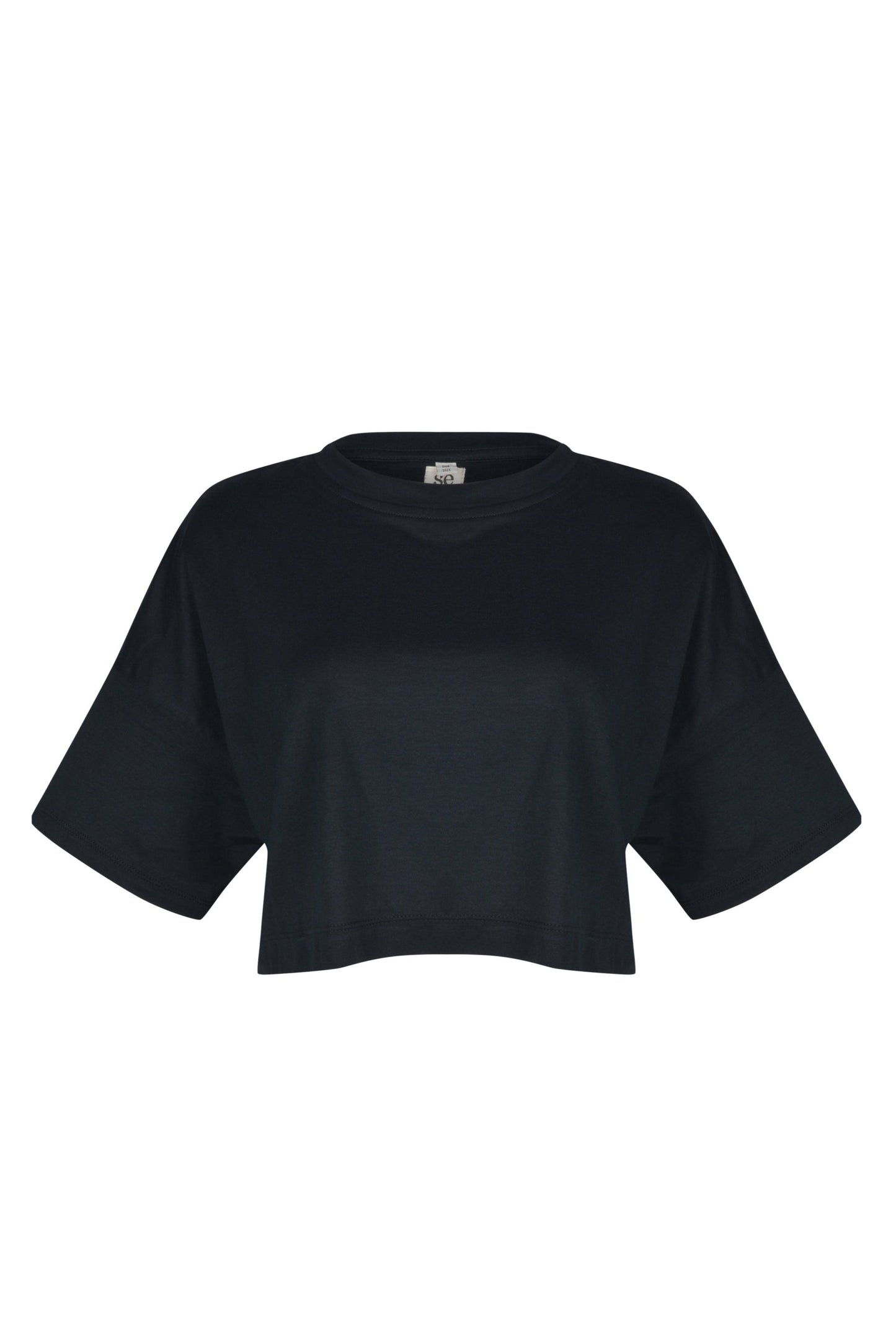 Black cropped ZINA T-Shirt made of 100% cotton.