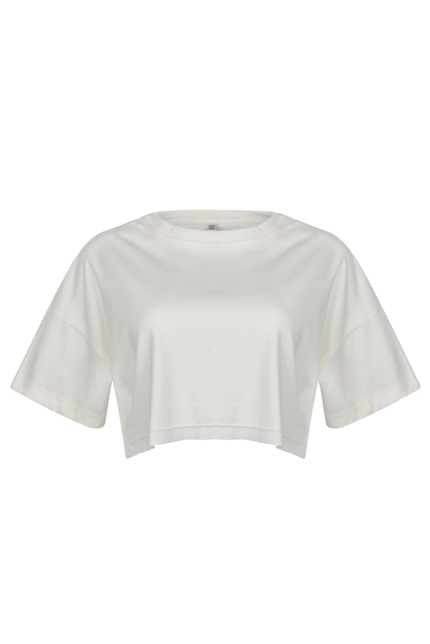 Black cropped ZINA T-shirt, 100% cotton, relaxed fit.