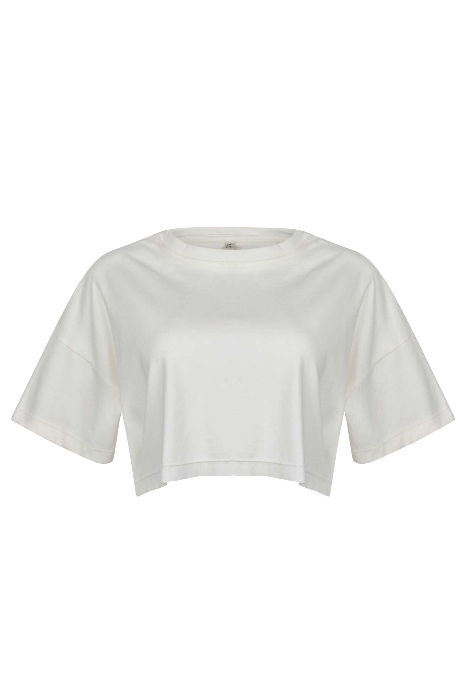 Black cropped ZINA T-shirt, 100% cotton, relaxed fit.