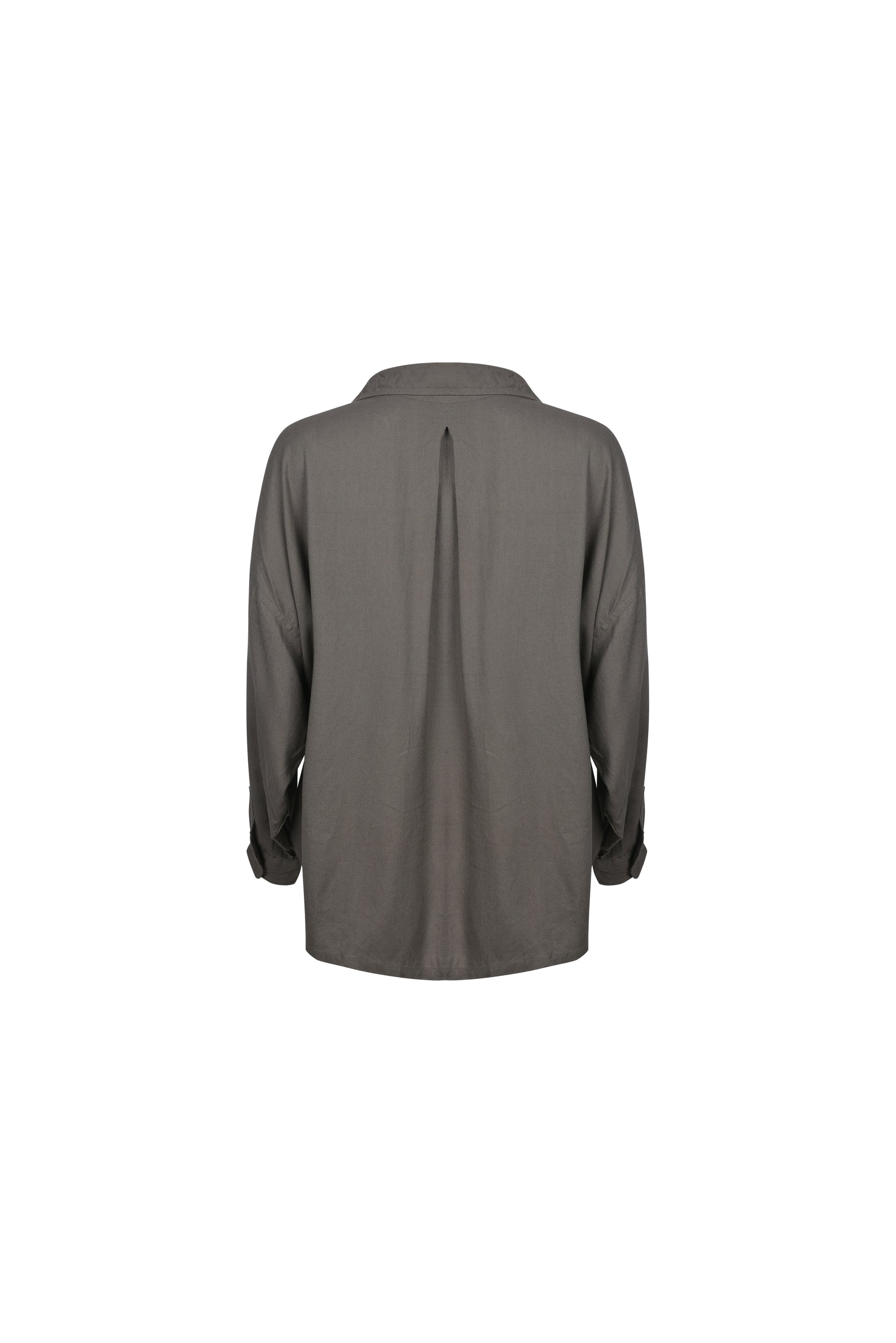 CHLOE shirt grijs – linnen detail