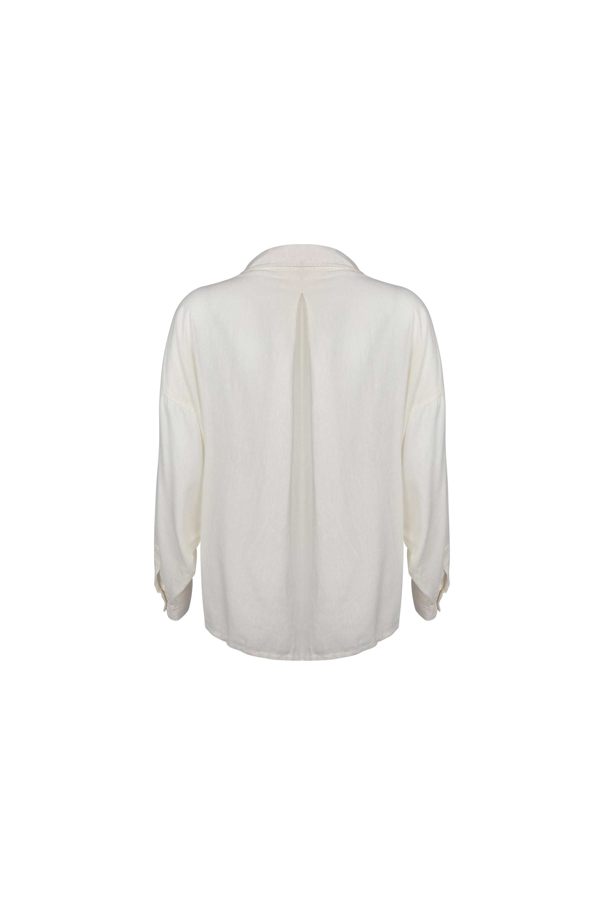 Witte oversized linnen blouse close-up