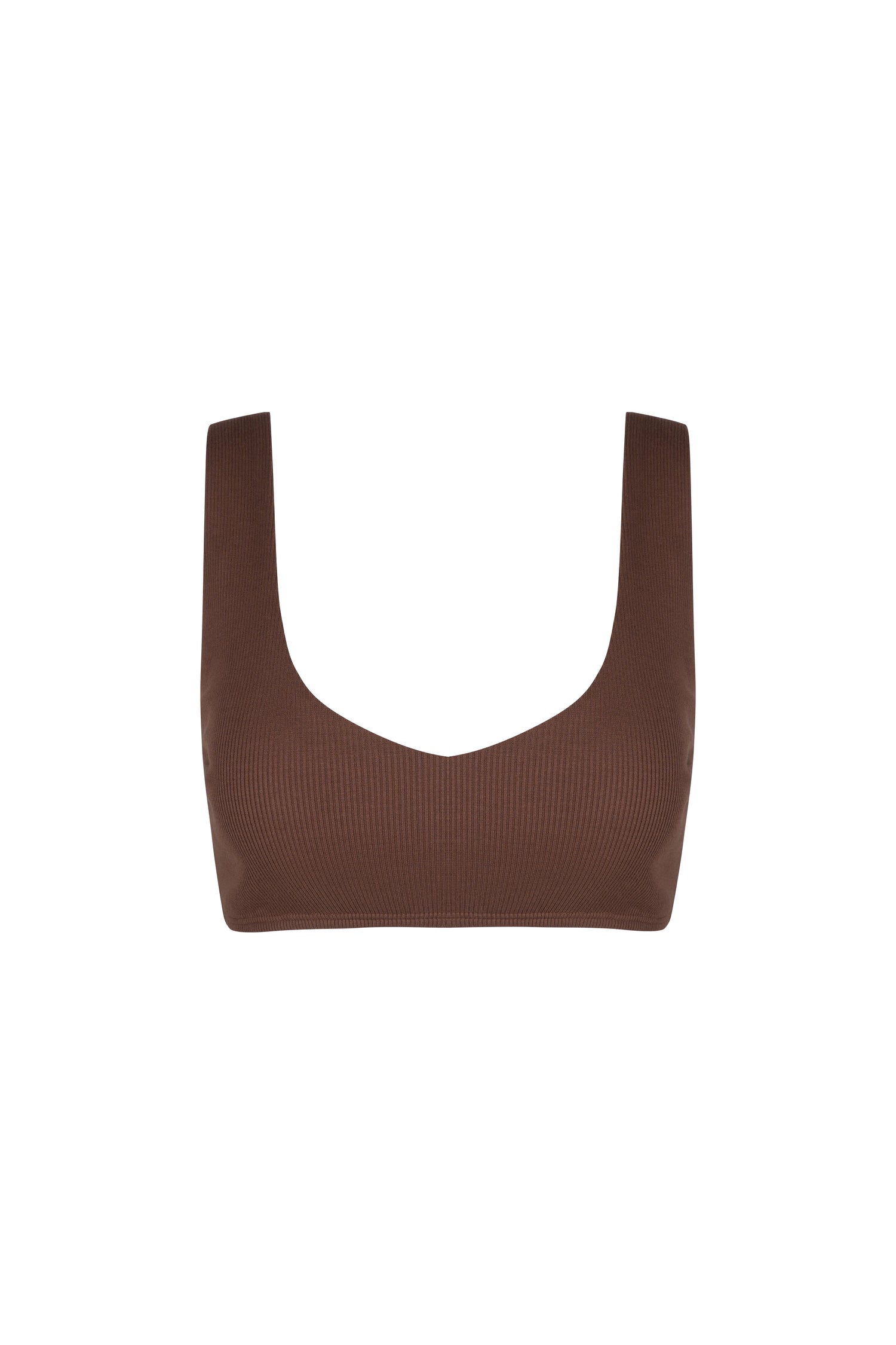 Brown ribbed Gina top, front view