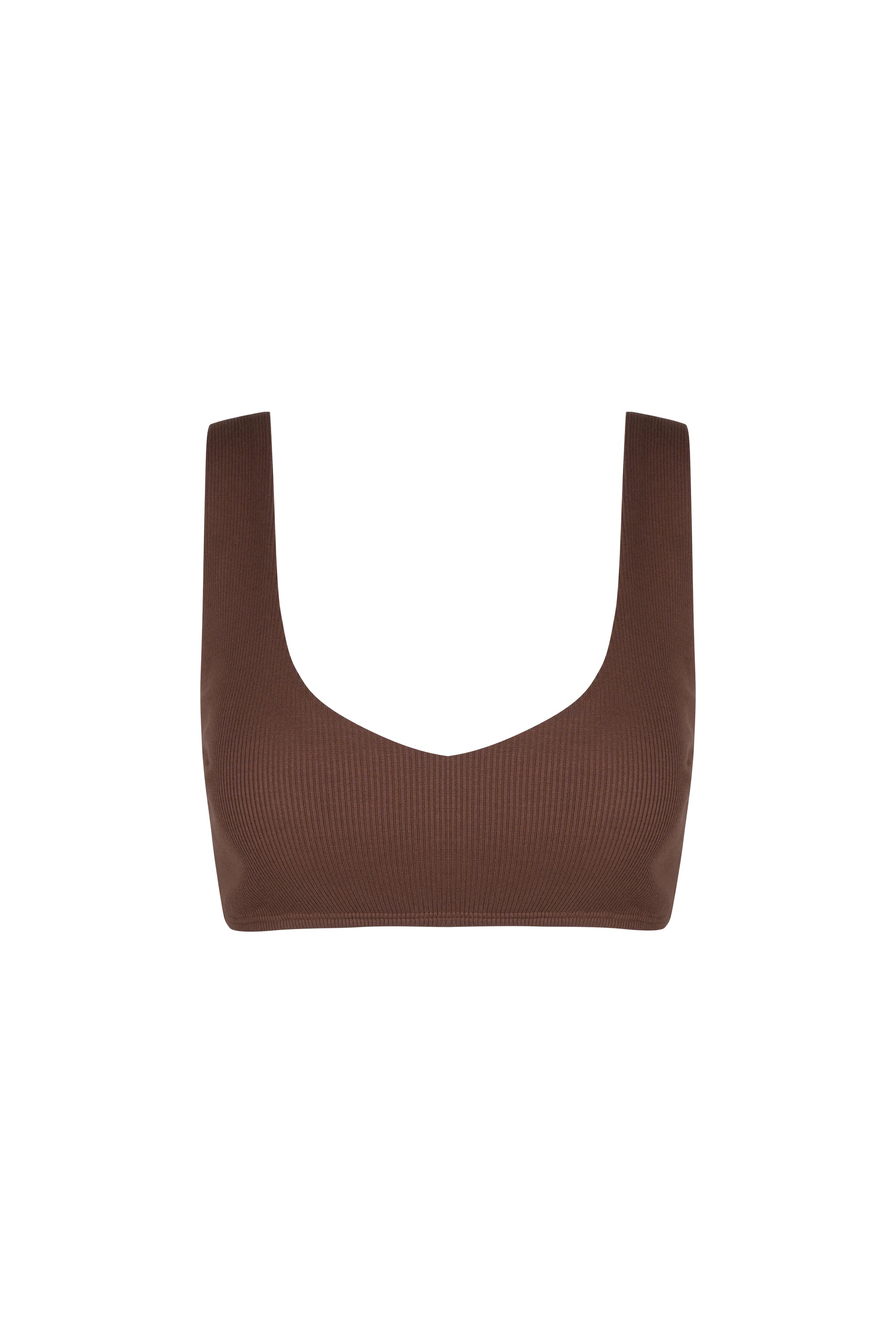 Brown ribbed Gina top, front view