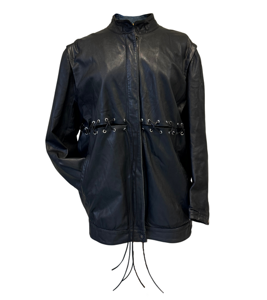 UPCYCLED leather jacket lace rings black