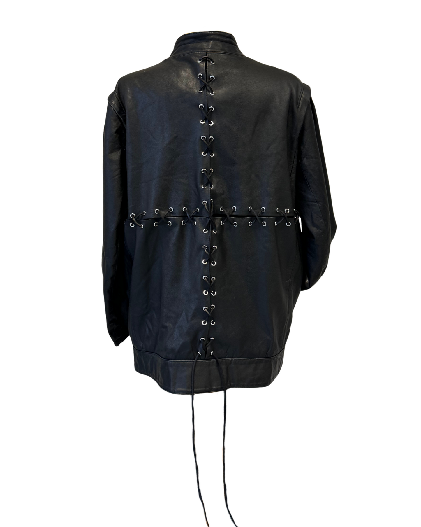 UPCYCLED leather jacket lace rings black