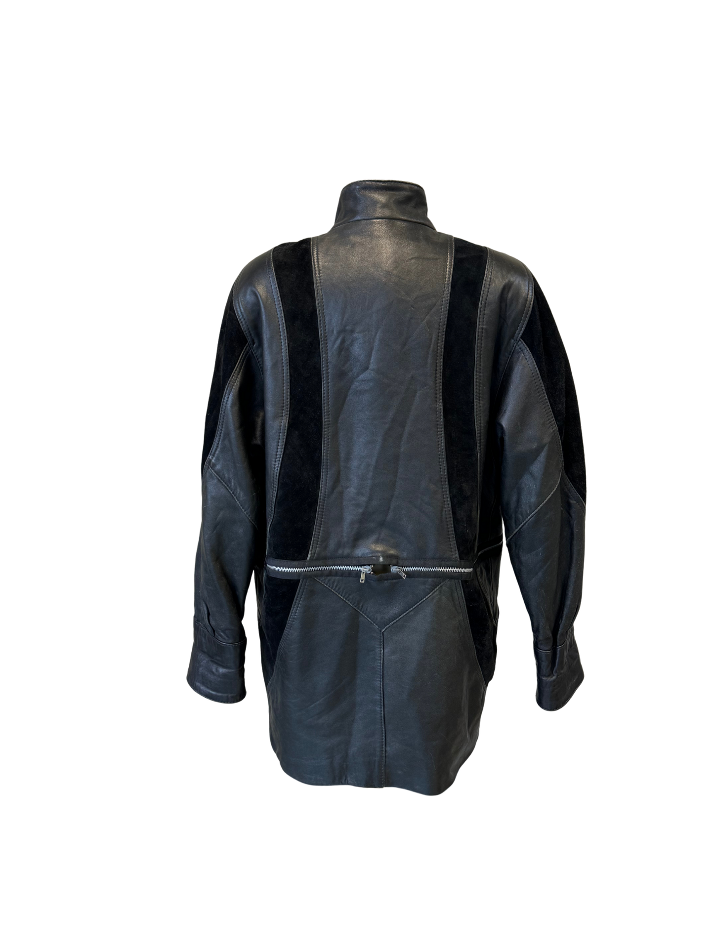 UPCYCLED leather jacket zipper black