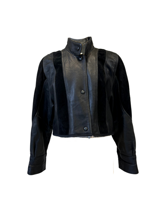 UPCYCLED leather jacket zipper black