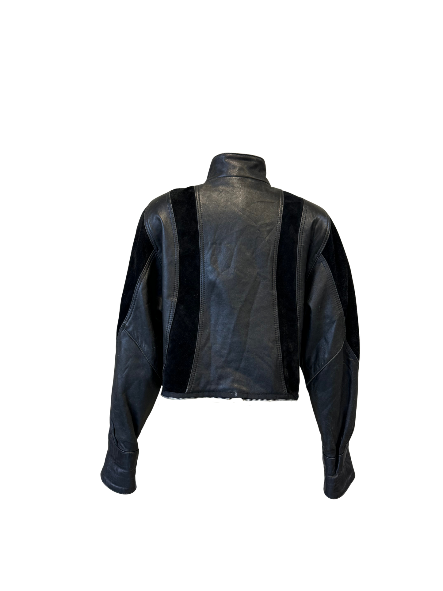 UPCYCLED leather jacket zipper black