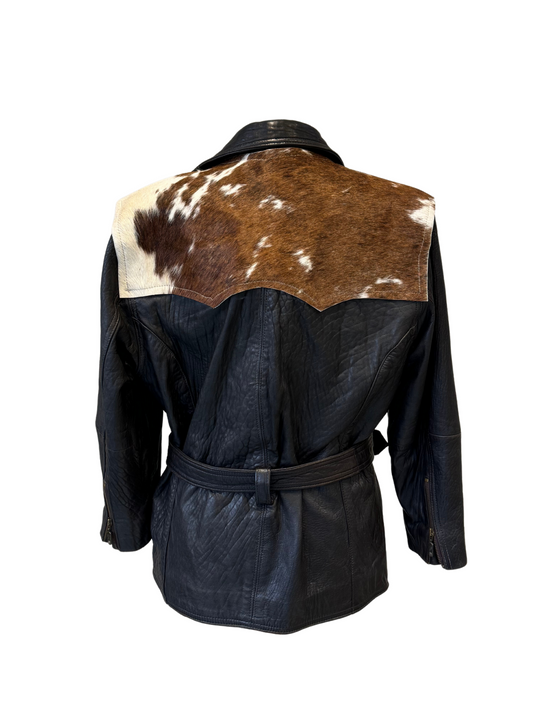 UPCYCLED leather jacket with cow leather dark brown