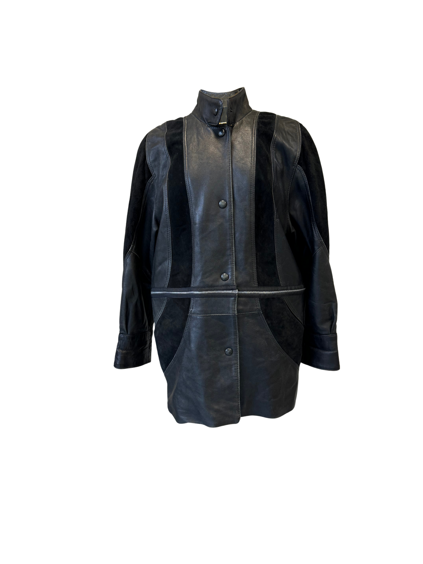 UPCYCLED leather jacket zipper black